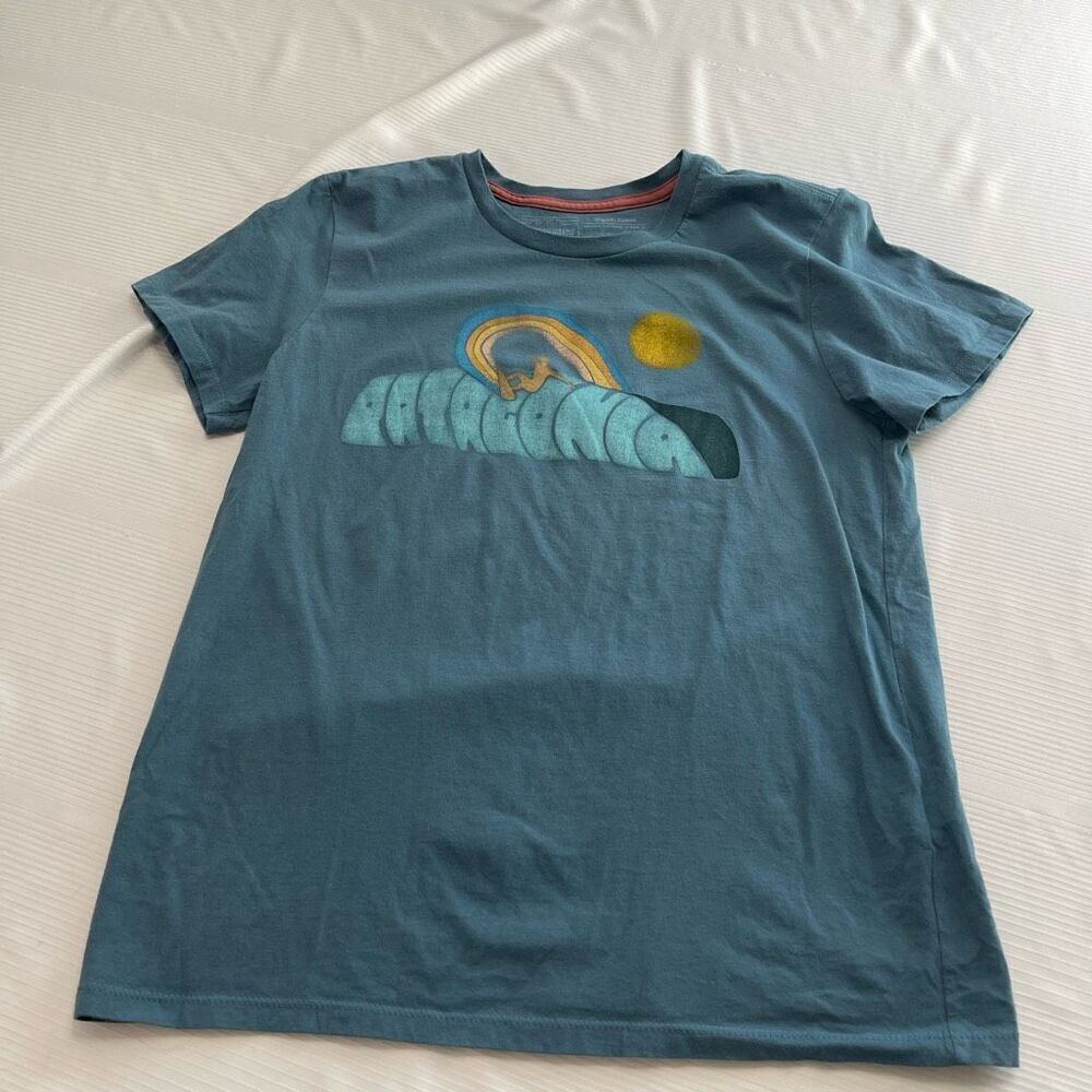Patagonia Rainbow Rail Blue Organic T-Shirt Size Small
